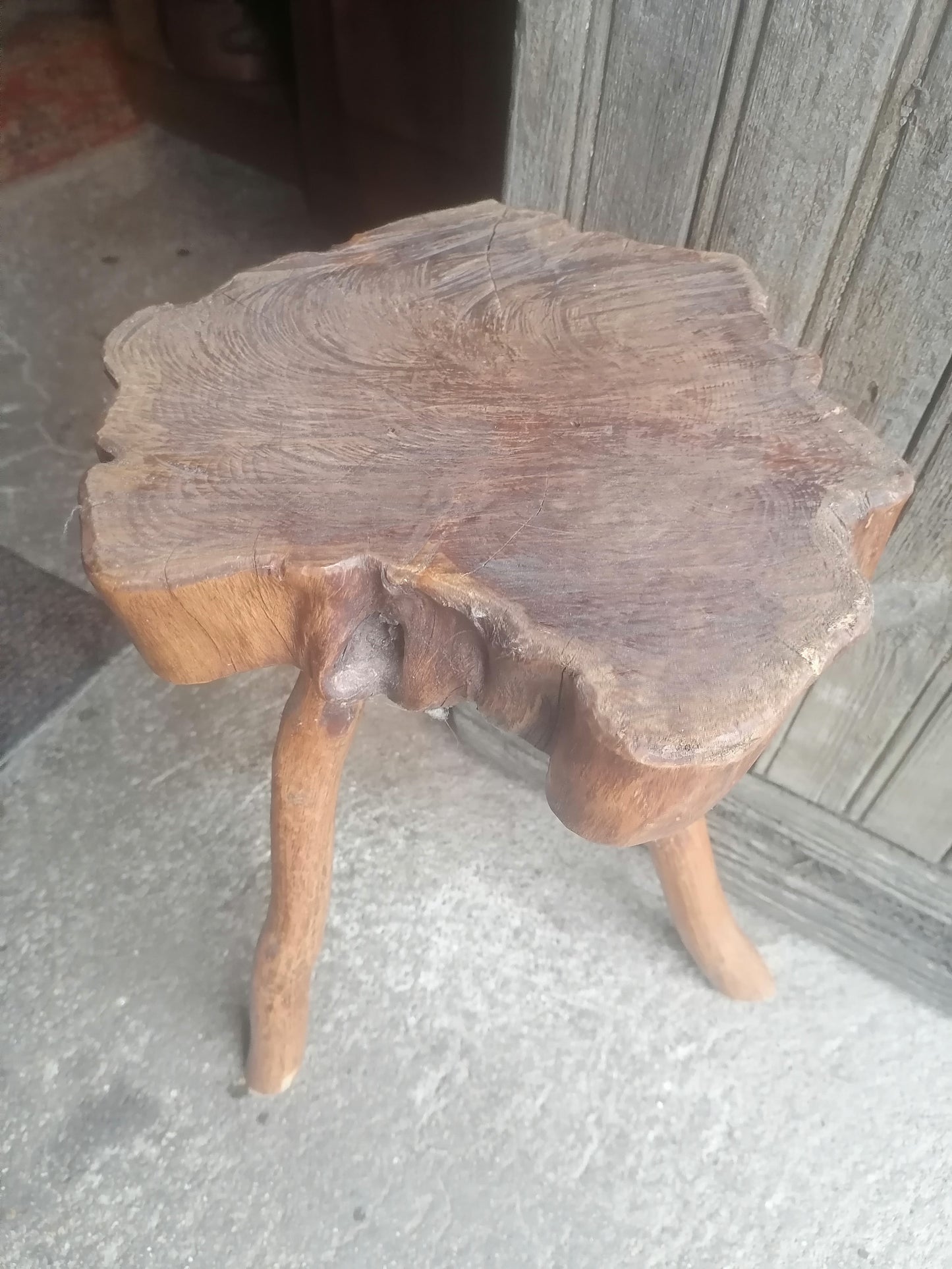 French Wooden Stool 3 leg Rustic LogFrench Wooden Stool 3 leg Rustic Log