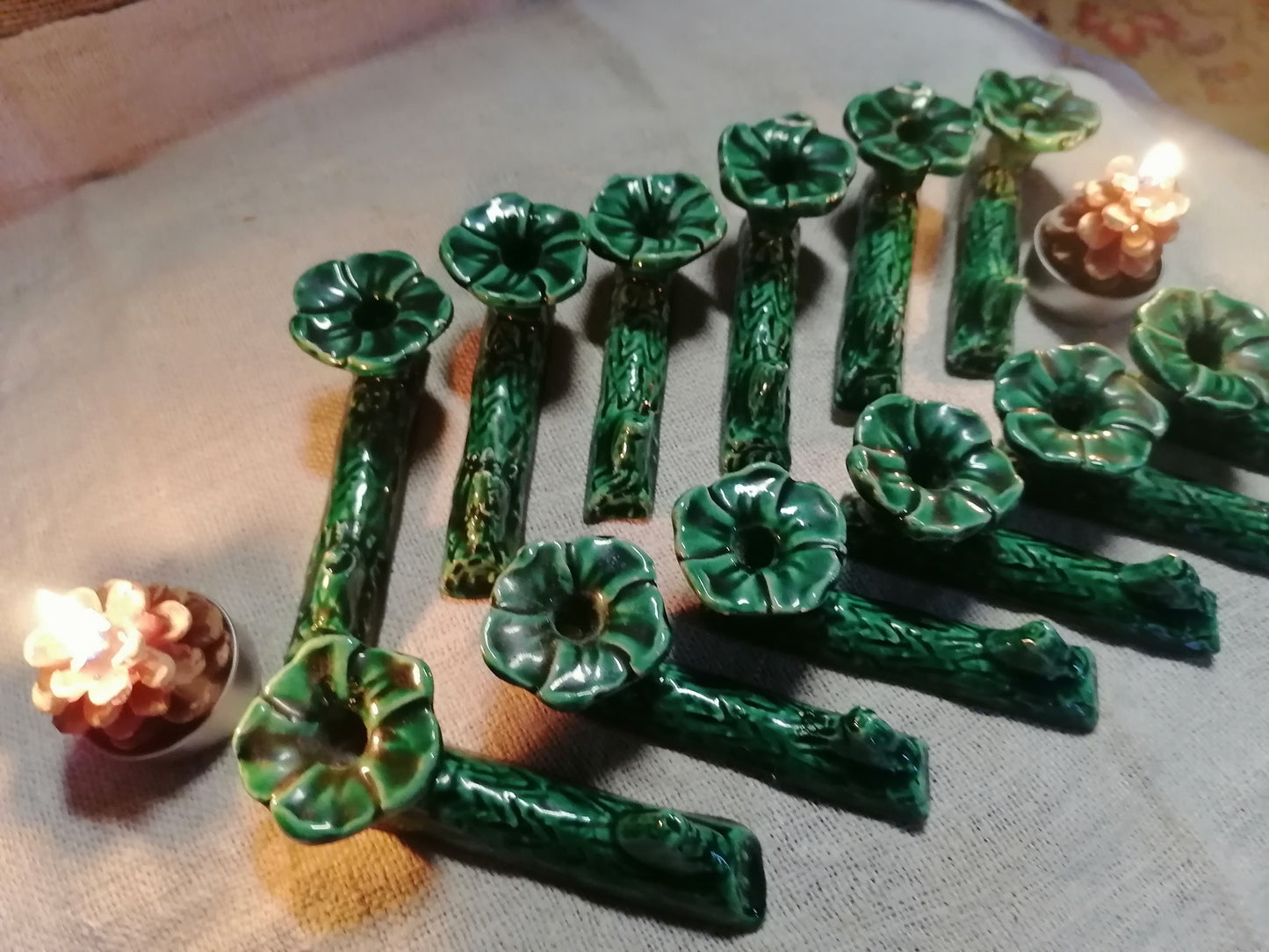 French green majolica knife rests (12)French green majolica knife rests (12)