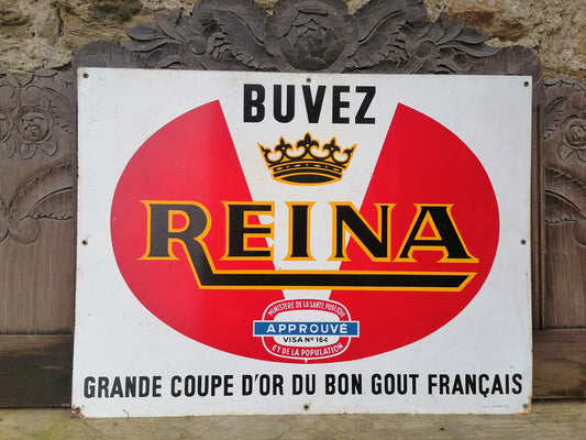 French advertising sign REINA Lemonade metal plaque 80cmFrench advertising sign REINA Lemonade metal plaque 80cm x 60cm