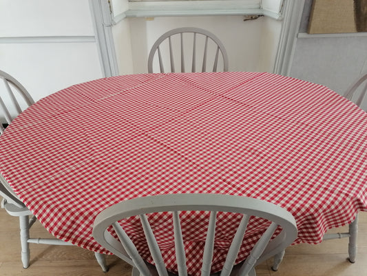 French Cotton Check Tablecloth Red & White 150cmFrench Cotton Check Tablecloth Red & White 150cm x 140cm