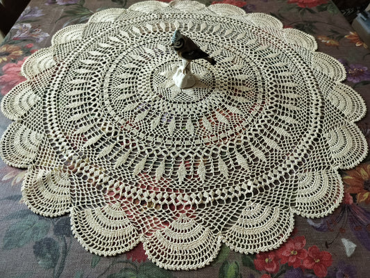 Crochet cotton lace table centre doilie hand made 65cm