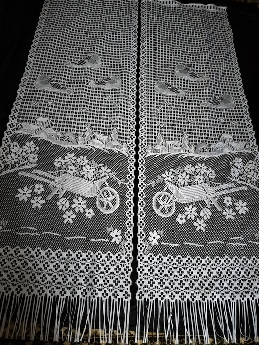 French Vintage Lace Curtains 200cm Pretty design