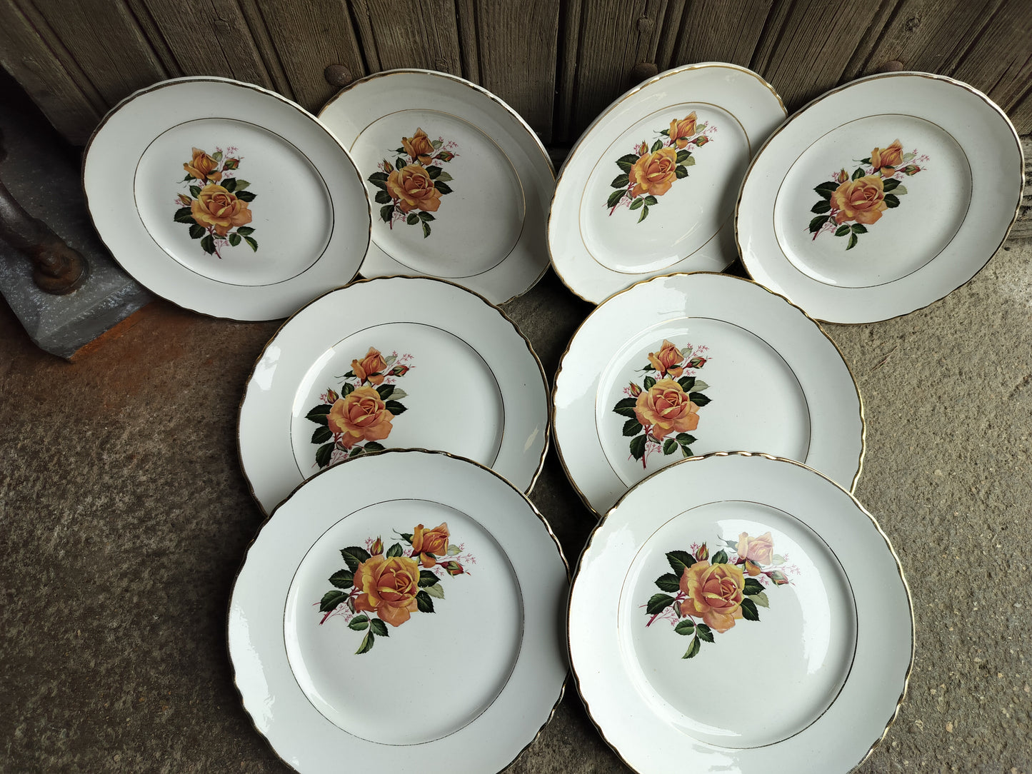 French Dinner service Yellow Roses Moulin des Loups