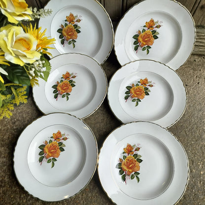 French soup plates yellow Rose (6) Moulin des Loups