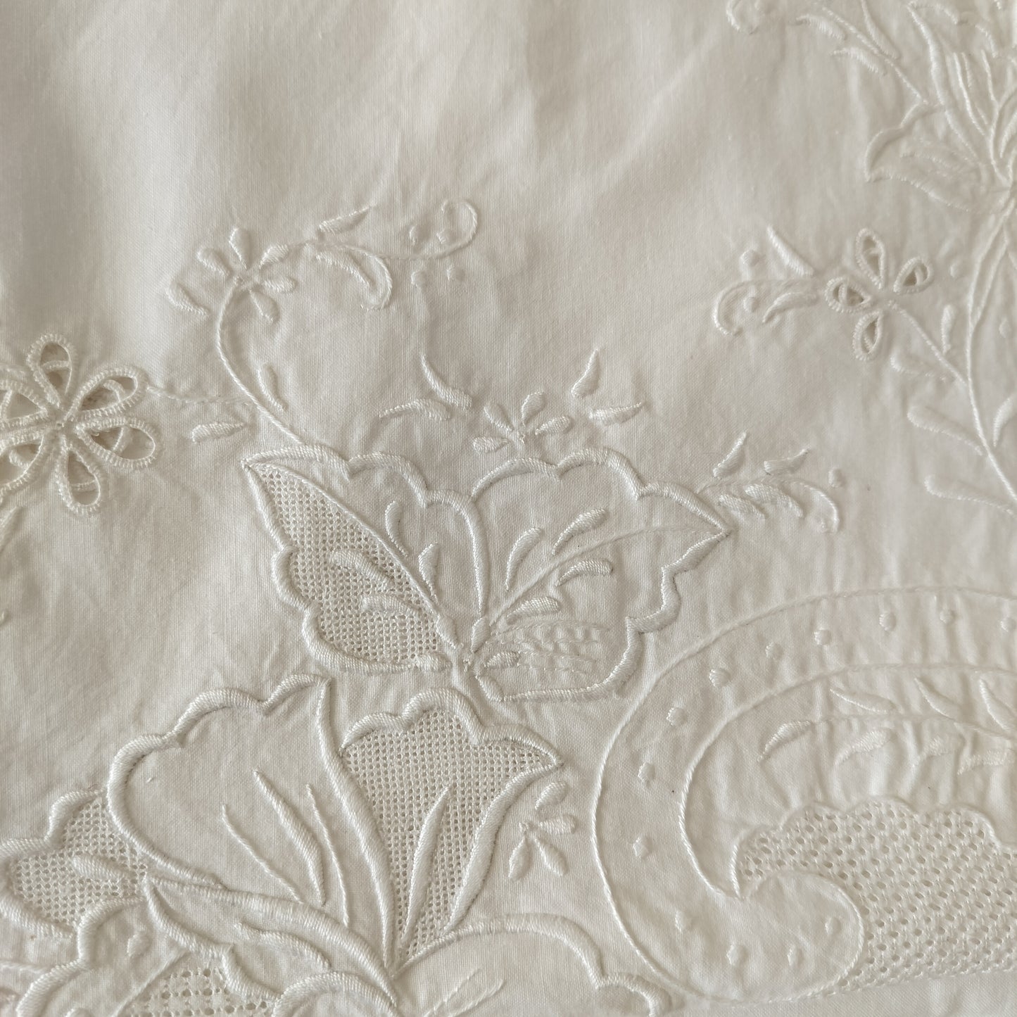 French white cotton sheet Hand embroidery 220cm x 270cm