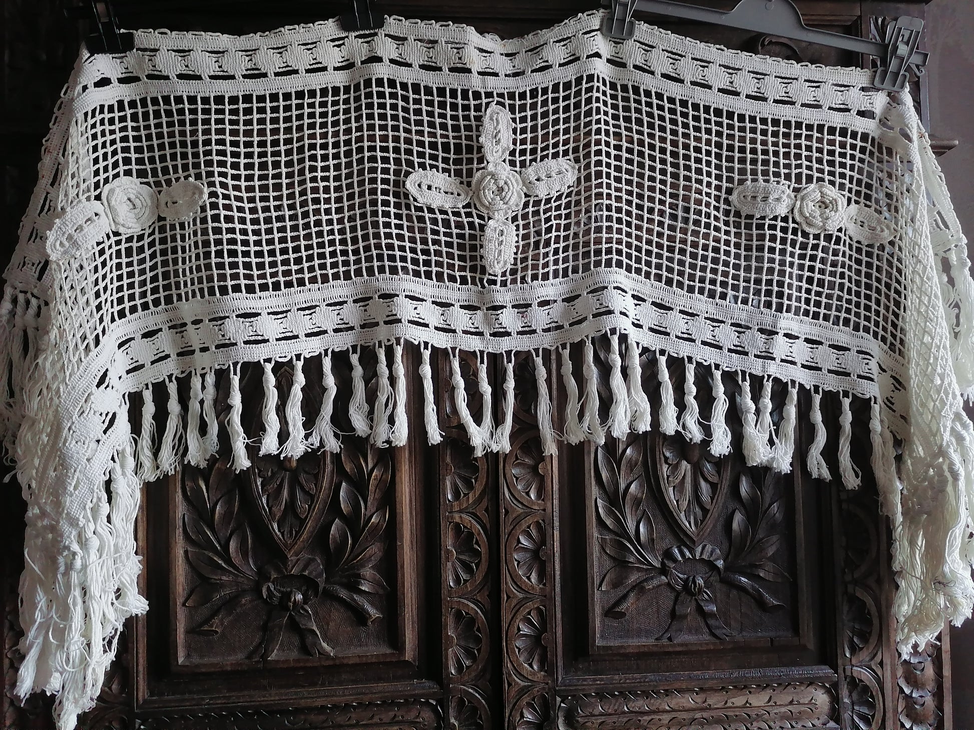 Crochet Cotton Pelmet French early 20th century 130cmCrochet Cotton Pelmet French early 20th century 130cm x 40cm